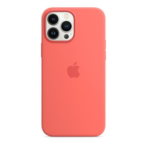 Apple iPhone 13 Pro Max MagSafe-rögzítésű szilikon tok, pomelópink