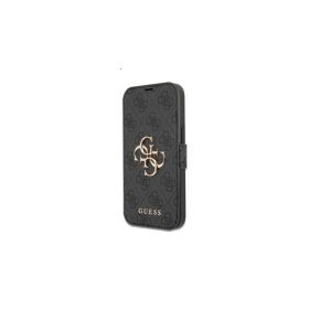   Guess PU 4G Metal Logo Apple iPhone 13 Pro Max flip tok, szürke