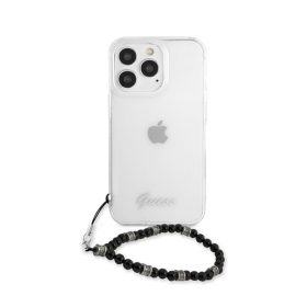   Guess PC Script and Black Pearls Apple iPhone 13 Pro Max hátlap tok, átlátszó