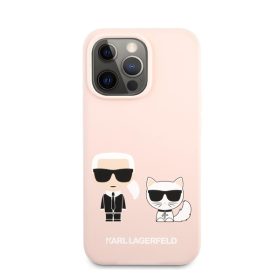   Karl Lagerfeld and Choupette Liquid szilikon hátlap tok Apple iPhone 13 Pro, rózsaszín