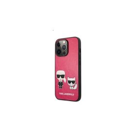   Karl Lagerfeld and Choupette bőr hátlap tok Apple iPhone 13 Pro, rózsaszín