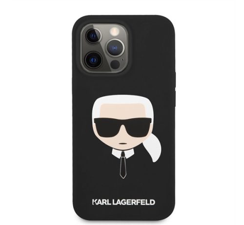 Karl Lagerfeld Head Liquid szilikon hátlap tok Apple iPhone 13 Pro Max, fekete