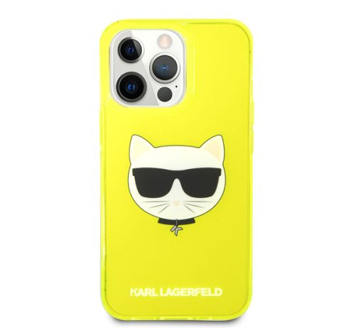 Karl Lagerfeld Choupette Head szilikon hátlap tok Apple iPhone 13 Pro, sárga
