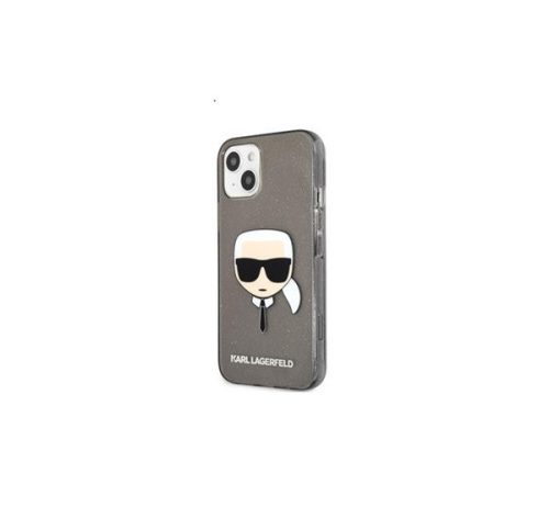 Karl Lagerfeld Head Full Glitter szilikon hátlap tok Apple iPhone 13, fekete