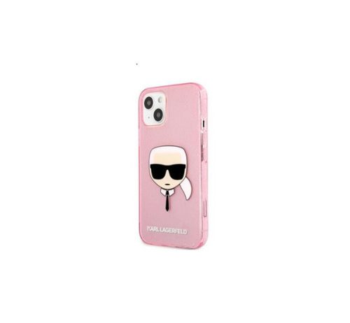 Karl Lagerfeld Head Full Glitter szilikon hátlap tok Apple iPhone 13 mini, rószaszín