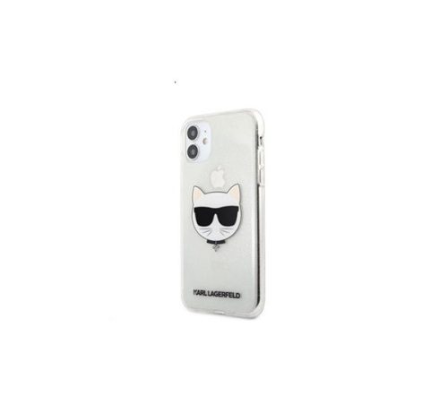 Karl Lagerfeld Choupette Head Glitter hátlap tok Apple iPhone 11, ezüst