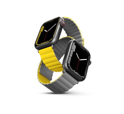 Uniq Revix mágneses szilikon szíj Apple Watch 42/44/45mm, sárga/szürke