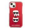 Karl Lagerfeld and Choupette Heads TPE szilikon hátlap tok Apple iPhone 13, piros