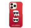 Karl Lagerfeld and Choupette Heads TPE szilikon hátlap tok Apple iPhone 13 Pro Max, piros