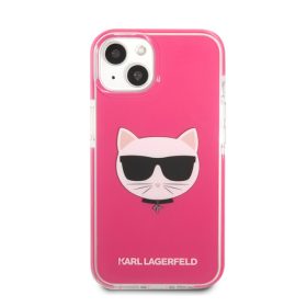   Karl Lagerfeld Choupette Head TPE szilikon hátlap tok Apple iPhone 13, rózsaszín