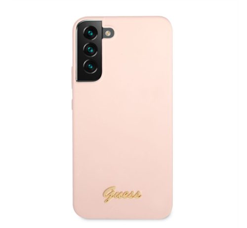 Guess Silicone Metal Logo Samsung Galaxy S22 hátlap tok, rózsaszín