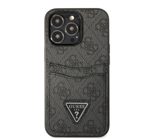 Guess 4G Saffiano Double Card Apple iPhone 13 Pro Max bőr hátlap tok, fekete