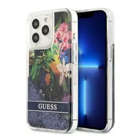   Guess Liquid Glitter Flower Apple iPhone 13 Pro hátlap tok, kék