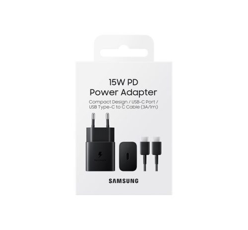 Samsung EP-T1510 USB-C hálózati gyorstöltő USB-C kábellel, 15W, fekete