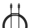 Baseus Superior USB-C / USB-C gyorstöltő töltő- és adatkábel, 1m, fekete