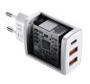 Baseus Compact gyorstöltő adapter 30W USB-C + 2XUSB-A, fehér