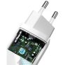 Baseus GaN2 Lite hálózati töltő adapter 65W USB-C + USB-A, fehér
