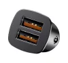 Baseus Square autós szivargyújtó gyorstöltő, 2xUSB, 30W, fekete