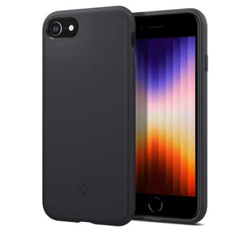 Spigen Silicone Fit Apple iPhone SE 2022/2020/8/7 Black tok, fekete