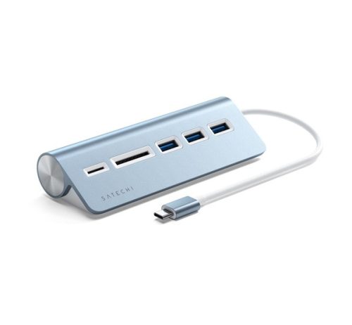 Satechi Aluminum Type-C USB Hub, 3x USB 3.0 és kártyaolvasó, kék