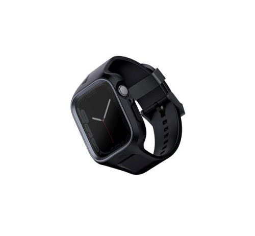 Uniq Monos Apple Watch 44/45mm hibrid szíj + tok, fekete