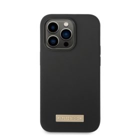   Guess Silicone Metal Logo MagSafe Apple iPhone 14 Pro hátlap tok, fekete