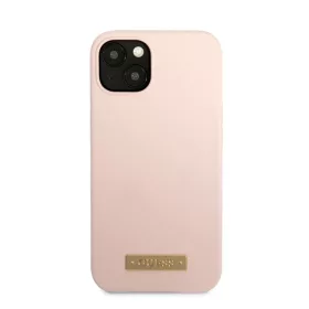   Guess Silicone Metal Logo MagSafe Apple iPhone 13 hátlap tok, rózsaszín