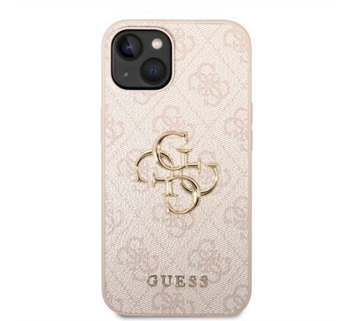 Guess PU 4G Metal Logo Apple iPhone 14 hátlap tok, rózsaszín