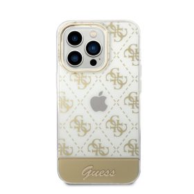   Guess Peony Glitter Script Logo Apple iPhone 14 Pro hátlap tok, arany