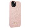 Guess Glitter Flakes Metal Logo Apple iPhone 14 hátlap tok, rózsaszín