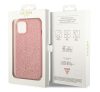 Guess Glitter Flakes Metal Logo Apple iPhone 14 hátlap tok, rózsaszín
