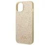 Guess Glitter Flakes Metal Logo Apple iPhone 14 hátlap tok, arany