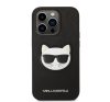 Karl Lagerfeld Choupette Head Saffiano bőr hátlap tok Apple iPhone 14 Pro, fekete
