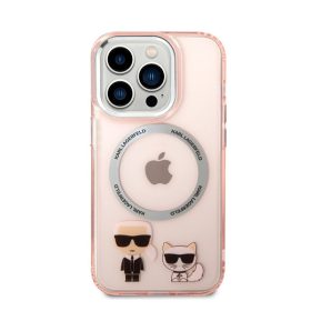   Karl Lagerfeld and Choupette MagSafe hátlap tok Apple iPhone 14 Pro Max, rózsaszín