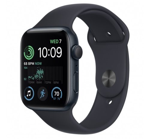 Apple Watch SE (2022) GPS 44mm éjfekete alumíniumtok éjfekete sportszíj