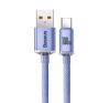 Baseus Crystal Shine USB / USB-C töltő- és adatkábel, 100W, 2m, ibolya