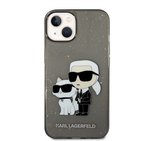 Karl Lagerfeld Liquid Glitter Karl and Choupette NFT hátlap tok Apple iPhone 14, fekete