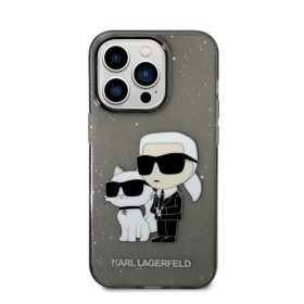   Karl Lagerfeld Liquid Glitter Karl and Choupette NFT hátlap tok Apple iPhone 14 Pro Max, fekete