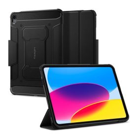   Spigen Rugged Armor Pro Apple iPad 10.9" (2022) / iPad 11" (2025) oldalra nyíló tok, fekete