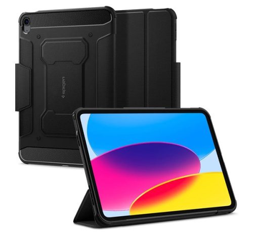 Spigen Rugged Armor Pro Apple iPad 10.9" (2022) / iPad 11" (2025) oldalra nyíló tok, fekete