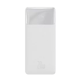   Baseus Bipow Power bank / külső akkumulátor, 10000mAh, 2xUSB, 1xUSB-C, 20W, fehér