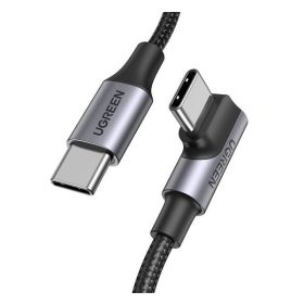   Ugreen US334 USB-C / USB-C gyorstöltő derékszögű töltő- és adatkábel, 100W, 1m, fekete