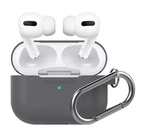 Phoner Simple Apple Airpods Pro szilikon tok akasztóval, sötétszürke