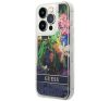 Guess Flower Liquid Glitter Apple iPhone 14 Pro hátlap tok, kék