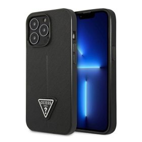   Guess SaffianoTriangle Apple iPhone 14 Pro hátlap tok, fekete