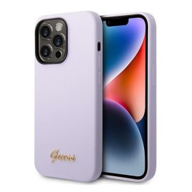   Guess Silicone Vintage Gold Apple iPhone 14 Pro hátlap tok, lila