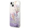 Guess Flower Liquid Glitter Apple iPhone 14 Plus hátlap tok, lila