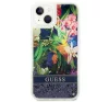 Guess Flower Liquid Glitter Apple iPhone 14 hátlap tok, kék