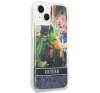 Guess Flower Liquid Glitter Apple iPhone 14 hátlap tok, kék
