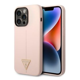   Guess Silicone Triangle Apple iPhone 14 Pro Max hátlap tok, pink